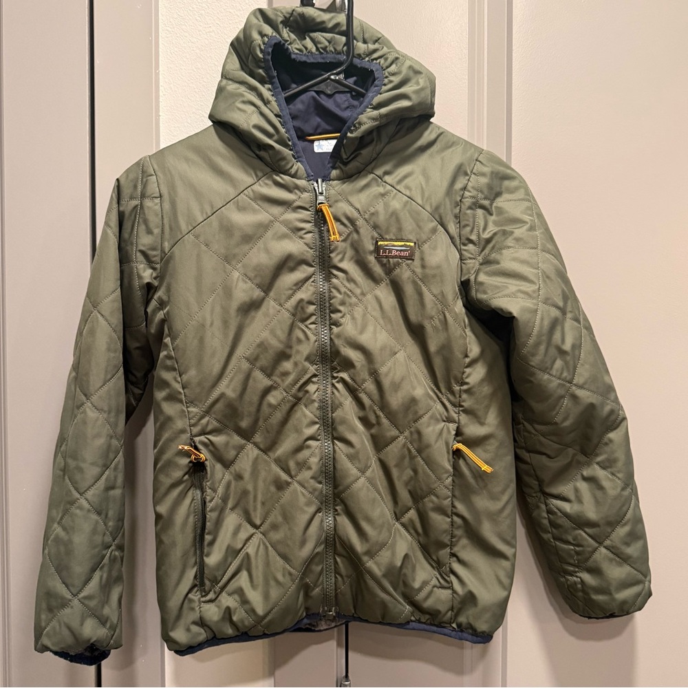 L.L. Bean Kids Green/Gray Reversible Fleece Jacket